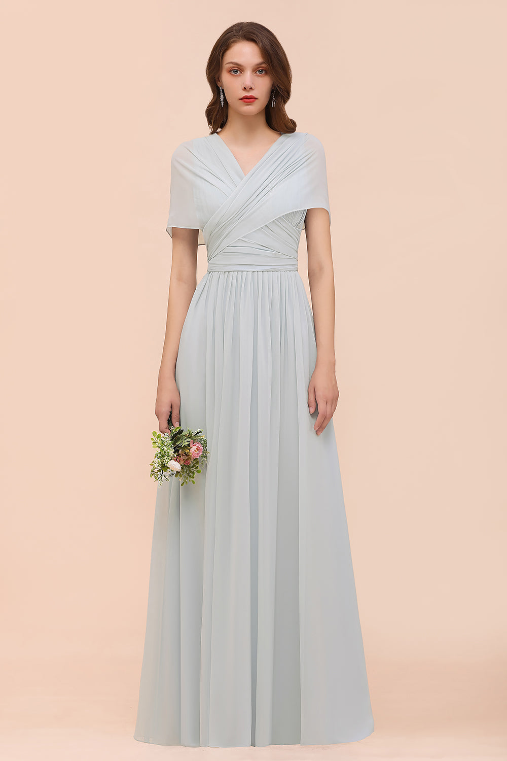 Gorgeous Ruffle Convertible Mist Chiffon Bridesmaid Dresses Online