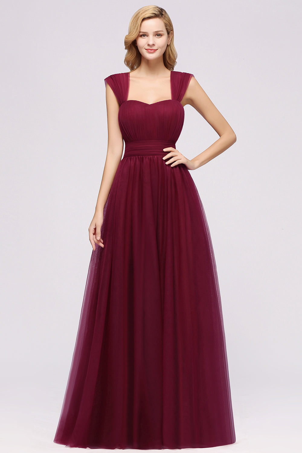 Gorgeous Sweetheart Straps Ruffle Burgundy Bridesmaid Dresses Online