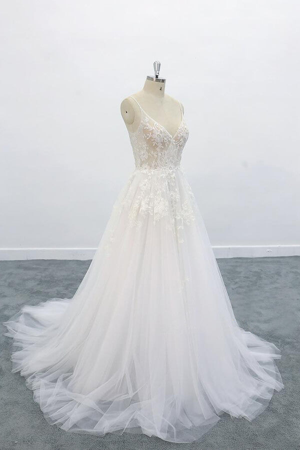 Graceful Appliques Tulle A-line Wedding Dress On Sale