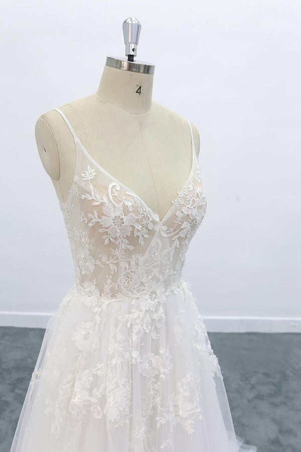 Graceful Appliques Tulle A-line Wedding Dress On Sale