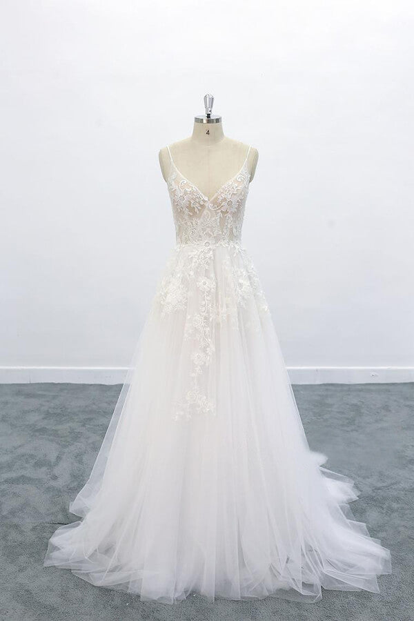 Graceful Appliques Tulle A-line Wedding Dress On Sale