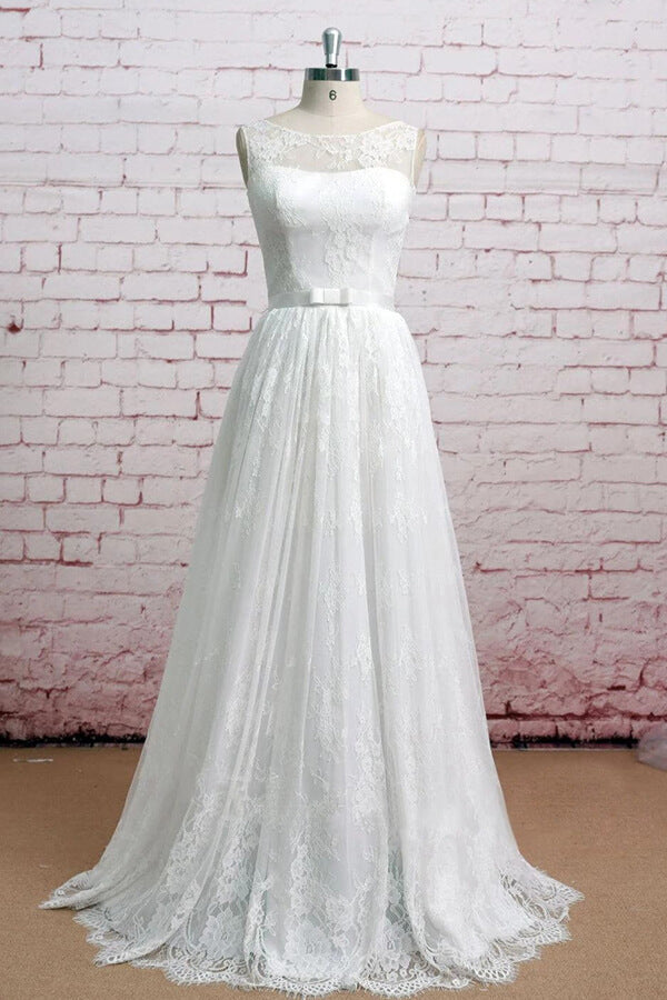 Graceful Floor Length Lace A-line Wedding Dress Online