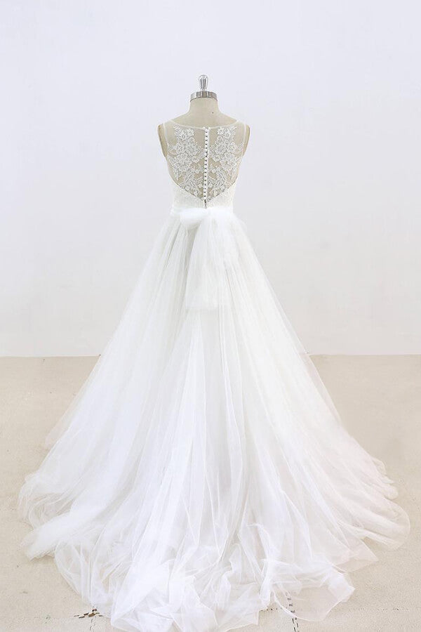 Graceful Illusion Lace Tulle A-line Wedding Dress On Sale