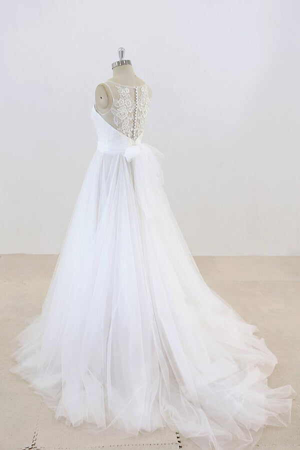 Graceful Illusion Lace Tulle A-line Wedding Dress On Sale