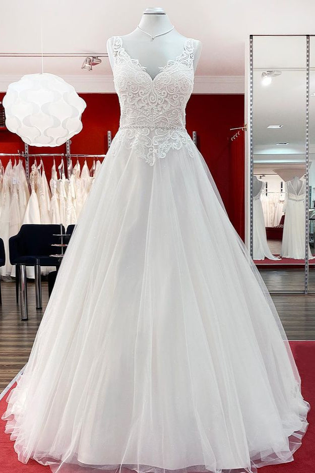 Graceful Ivory Tulle  Ruffles A-Line Wedding Dresses