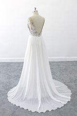 Graceful V-neck Lace Chiffon A-line Wedding Dress On Sale