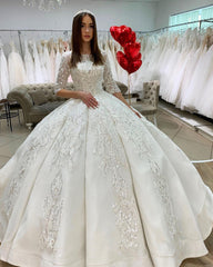 Half Sleeves Applqiues Ball Gown Wedding Dress Online