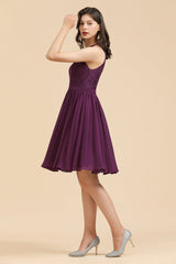 Halter Lace Bridesmaid Dress  Chiffon Sleeveless Short Dress