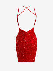 Heidi Red Sheath Homecoming Dress with a Slit