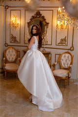 Hi-Lo Wedding Dress Satin With Appliques