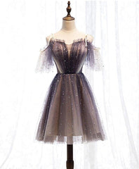 Sweetheart V-Neck Starlit Cloud Tulle Mini Homecoming Dress