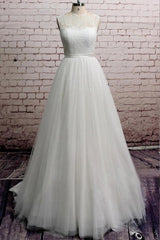 Illusion Lace Tulle Chapel Train Wedding Dress Online