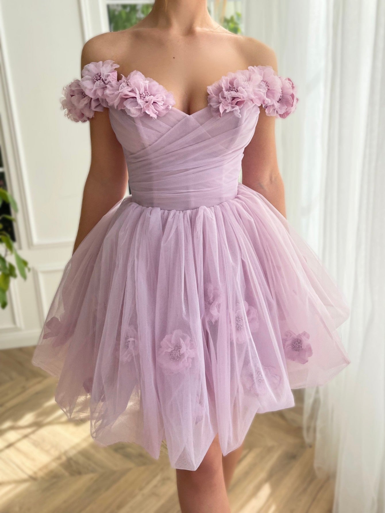 Ruby Lilac Corset Strapless Short Tulle Homecoming Dress