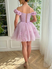 Ruby Lilac Corset Strapless Short Tulle Homecoming Dress