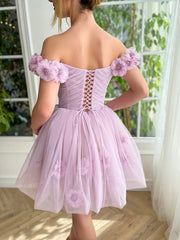 Ruby Lilac Corset Strapless Short Tulle Homecoming Dress