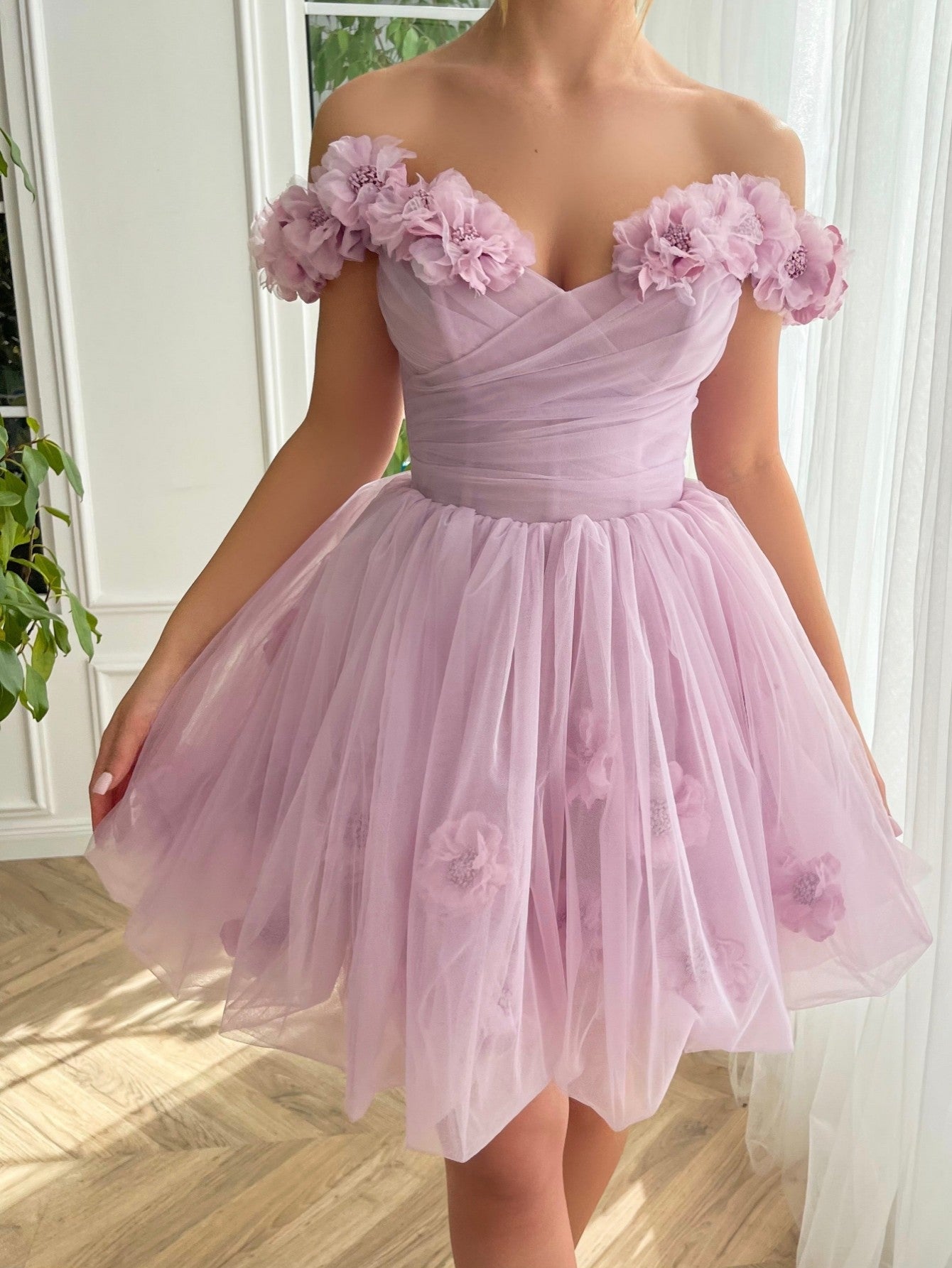 Ruby Lilac Corset Strapless Short Tulle Homecoming Dress