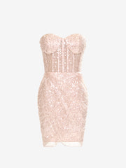 Isadora Champagne Sheath Sweetheart Sequined Homecoming Dress