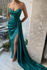 Jade Sweetheart Mermaid Prom Dress Split With Ruffle