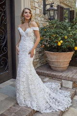 Lace Appliques Wedding Dress Mermaid Off-the-Shoulder