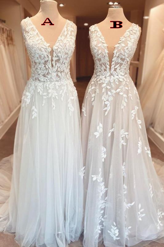 Lace Appliques Wedding Dress Sleeveless Tulle Online