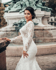 Lace Mermaid Wedding Dress Long Sleeves On Sale