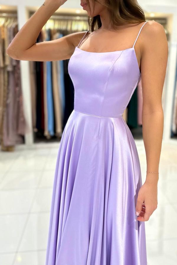 Lilac Spaghetti-Straps Prom Dress A-Line Sleeveless