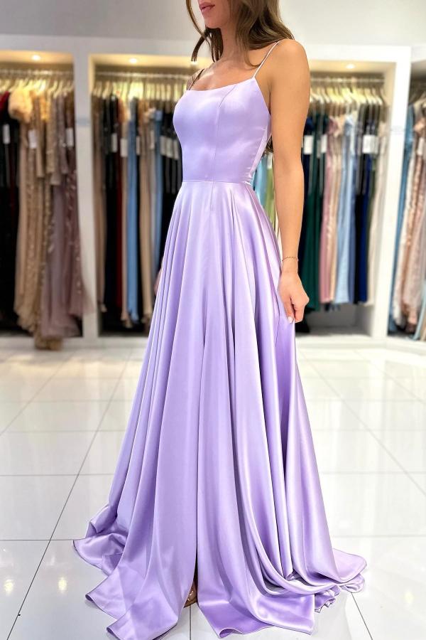 Lilac Spaghetti-Straps Prom Dress A-Line Sleeveless