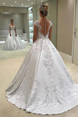 Long Sleeves Lace Appliques Wedding Dress A-Line Bridal Gowns