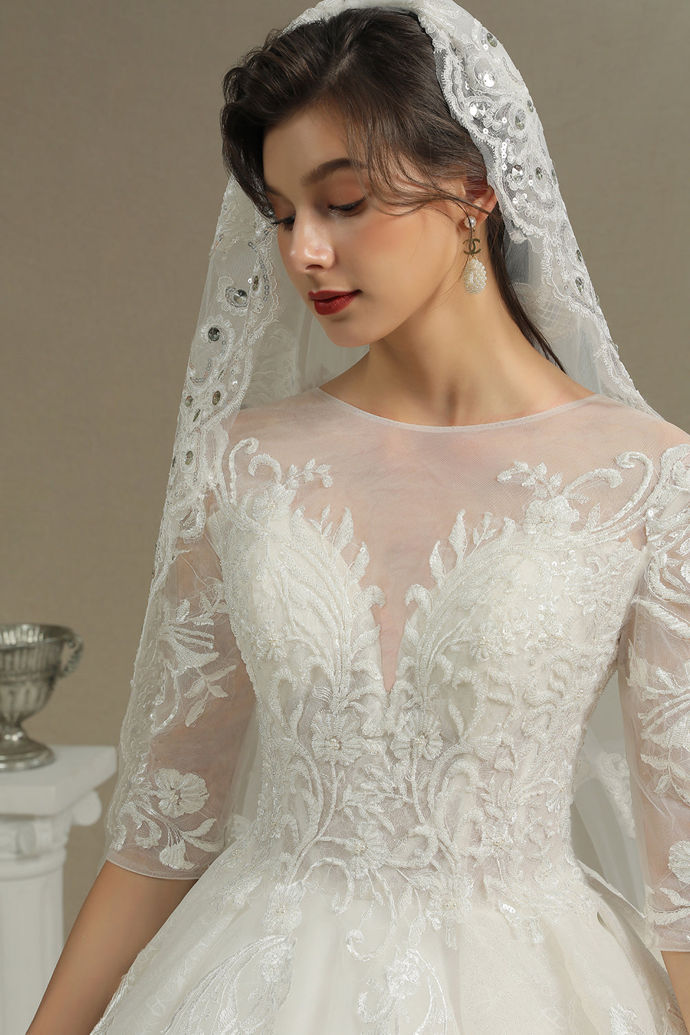 Long Sleeves Lace Wedding Dress Luxury Online