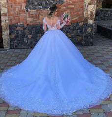 Long Sleeves Off-the-Shoulder Wedding Dress Long With Appliques