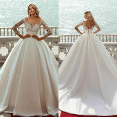 Long Sleeves Wedding Dress Ball Gown With Appliques