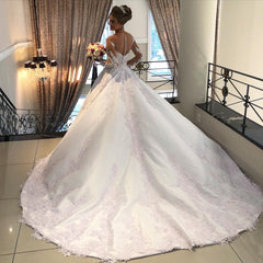 Long Sleeves Wedding Dress Princess Bridal Wear With Lace Appliques