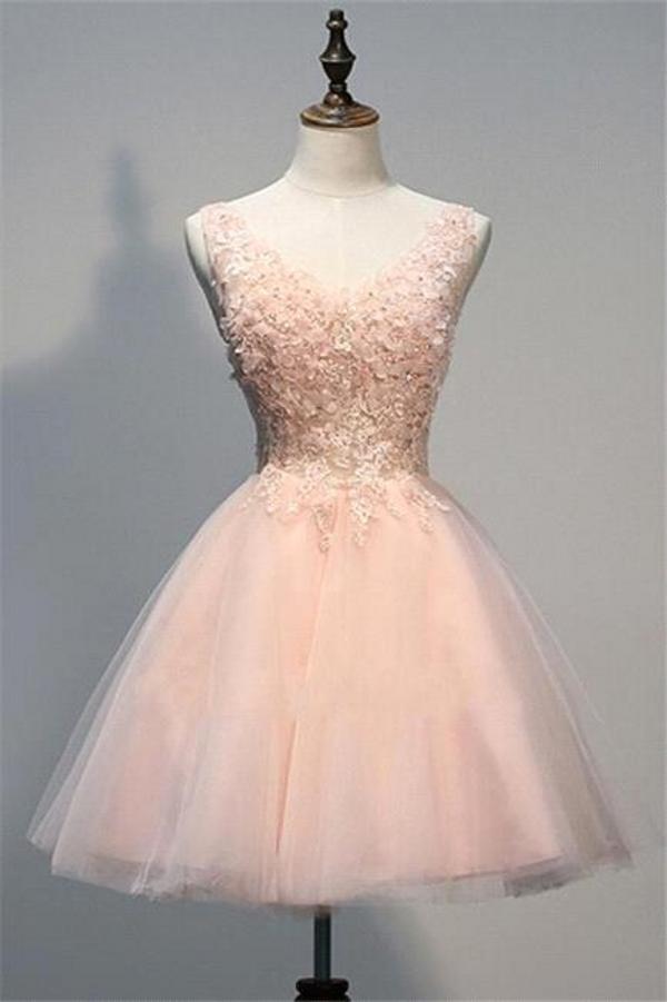 Lovely Sleevelss Appliques Tulle Mini Party Dress