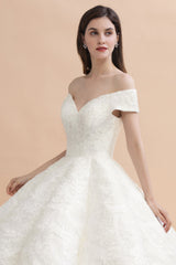 Luxury Ball Gown Off-the-Shoulder Sweetheart Wedding Dress Sleeveless Lace Satin Bridal Gowns On Sale