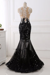 Luxury Tulle Jewel Appliques Mermaid Prom Dresses with Rhinestone Online