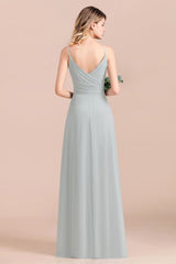 Mist Spaghetti-Straples Long Chiffon Bridesmaid Dresses Online