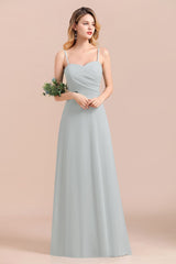 Mist Spaghetti-Straples Long Chiffon Bridesmaid Dresses Online