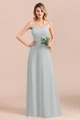 Mist Spaghetti-Straples Long Chiffon Bridesmaid Dresses Online