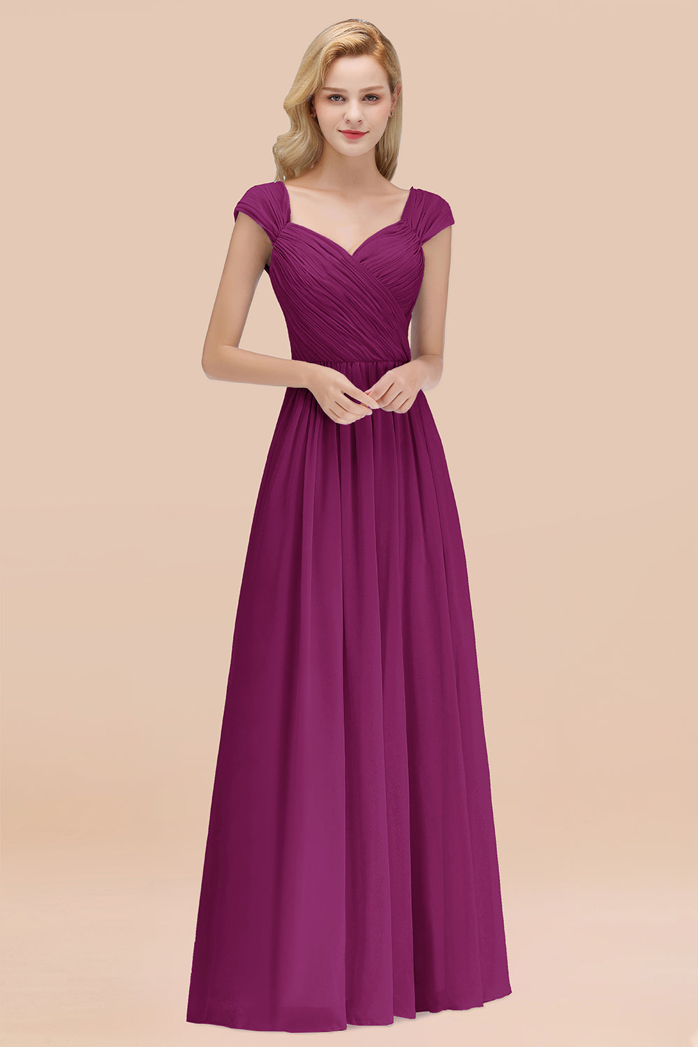 Modest Chiffon Sweetheart Sleeveless Affordable Bridesmaid Dresses with Ruffles