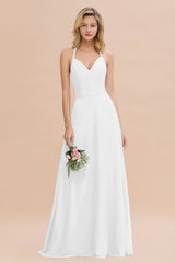 Modest Halter V-Neck Sleeveless Long Bridesmaid Dresses Online