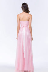 Modest Spaghetti-Straps Sweetheart Long Bridesmaid Dress with Sash