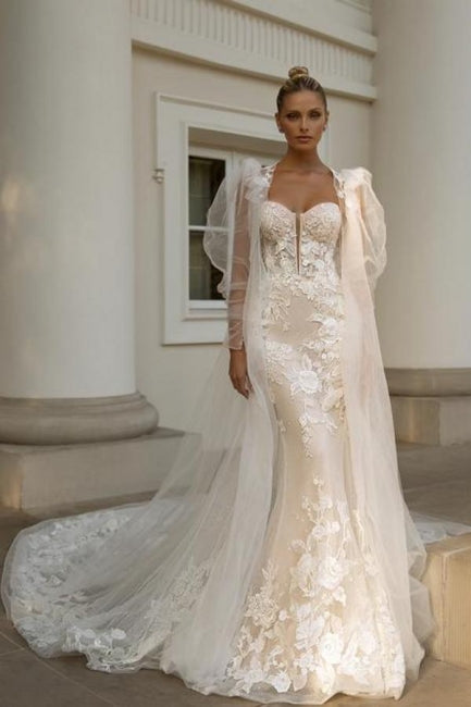 Luxurious Sweetheart Sleeveless Mermaid Lace Bridal Gown