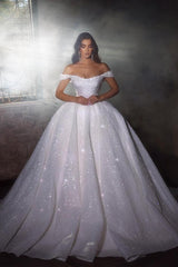 Off-the-Shoulder Ball Gown Wedding Dress Sequins Online