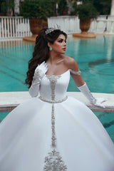 Off-the-Shoulder Ball Gown Wedding Dress With Beads