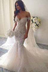 Off-the-Shoulder Lace Wedding Dress Mermaid Long