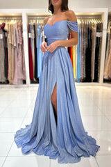 Off-the-Shoulder Prom Dress Slit Long On Sale