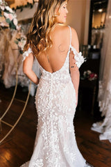 Off-the-Shoulder Wedding Dress Mermaid Lace Appliques