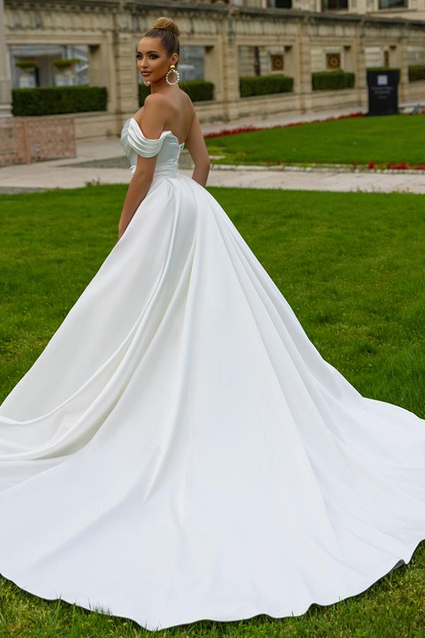 Off-the-Shoulder Wedding Dress Mermaid Split Overskirt