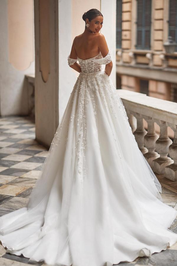 Off-the-Shoulder Wedding Dress With Appliques