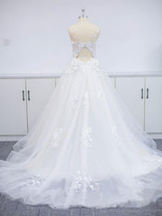 Open Back Appliques Wedding Dress Tulle Bridal Gowns